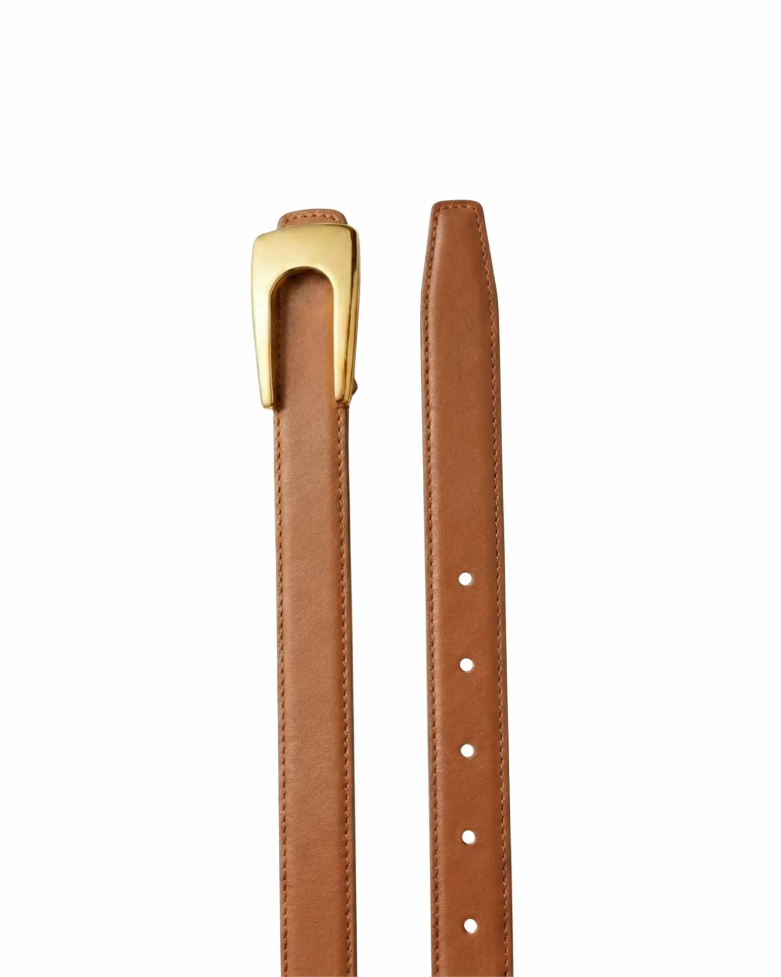  Brun chic Skinny Women’s Belt with Matte Gold U-Buckle
