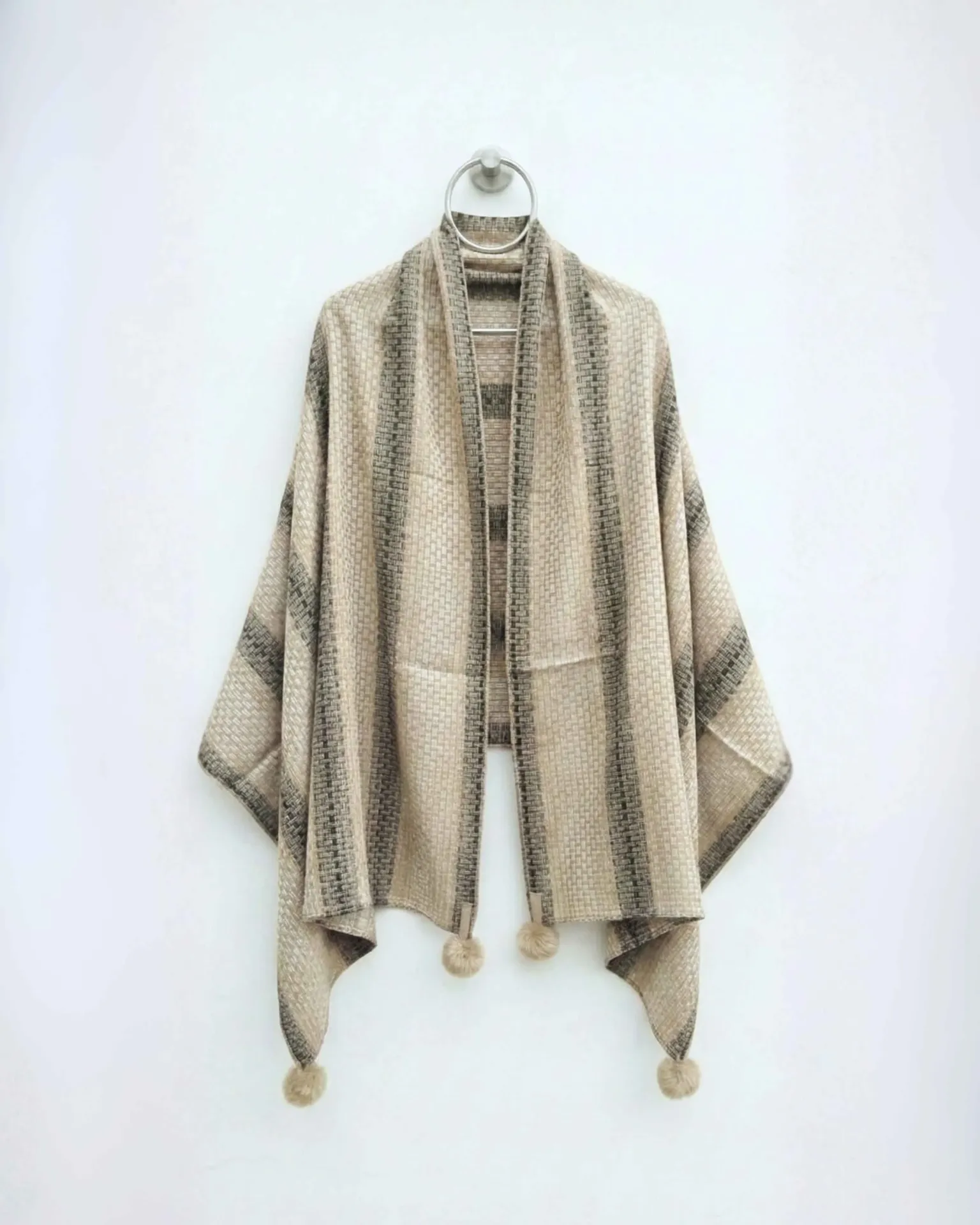 "Beige Woven Shawl