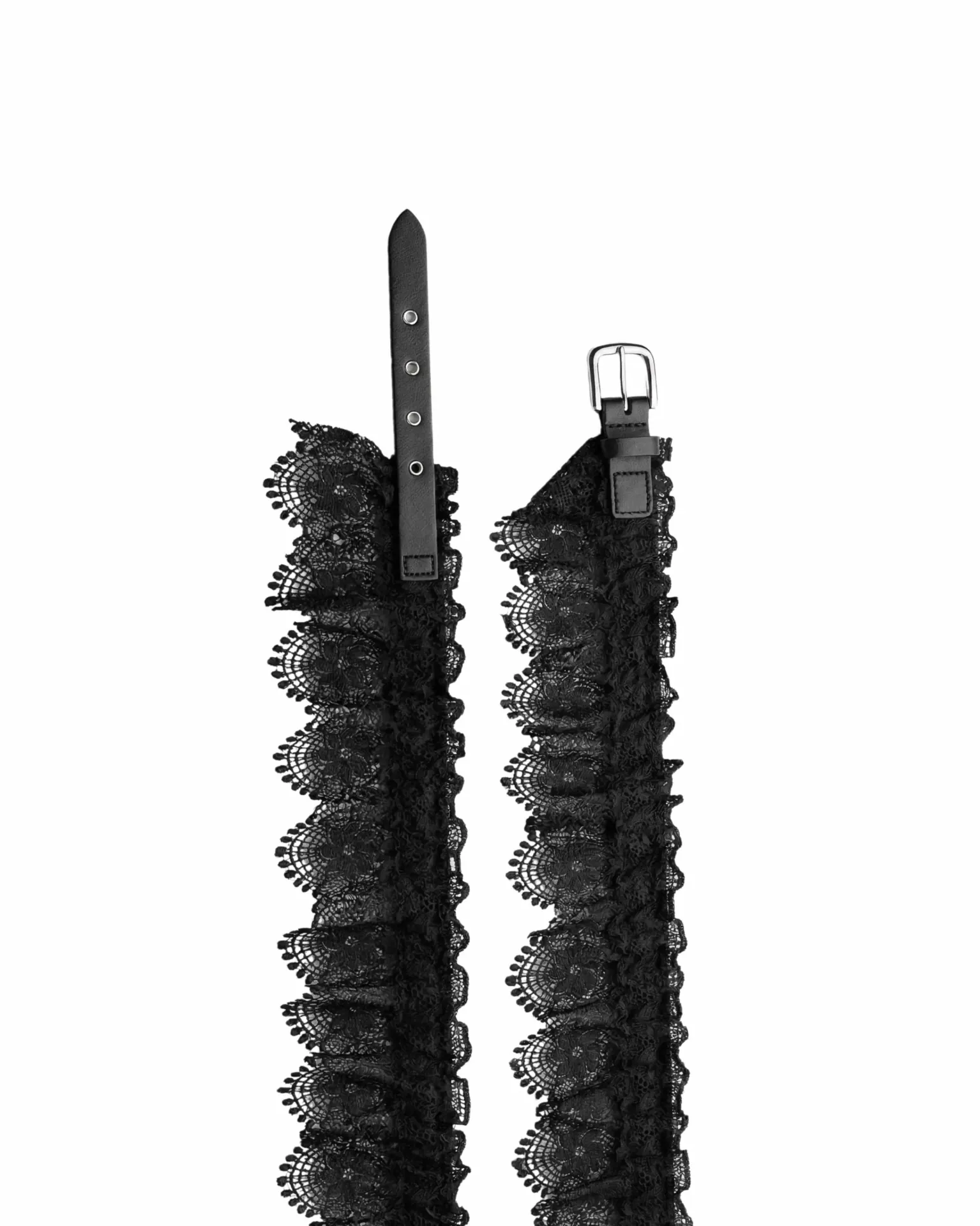 Black Lace Ruffle Belt